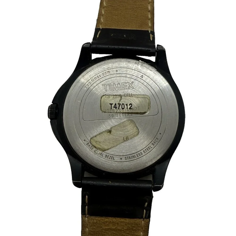Timex Expedition Indiglo Men's Field Metal Watch Date Black Leather Band T47012